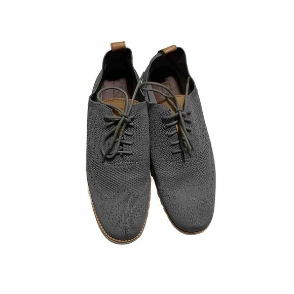 Cole Haan Mens Size 8.5 Gray Knit Wingtip Oxford Shoes - Picture 1 of 4